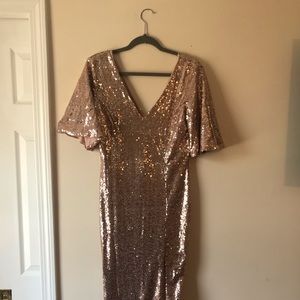 Rose Gold Sparkle Long Dress